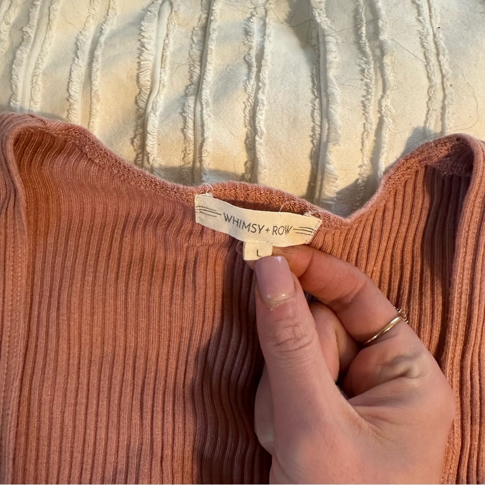 Whimsy + Row Pink Ribbed Top - Picture 4 of 5